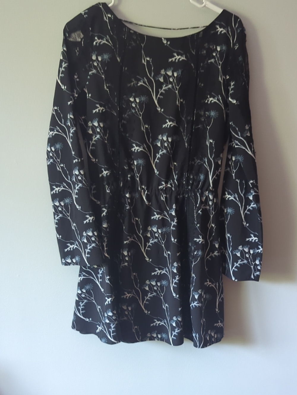 Thakoon Black Dress with White and Pale Blue Floral Print